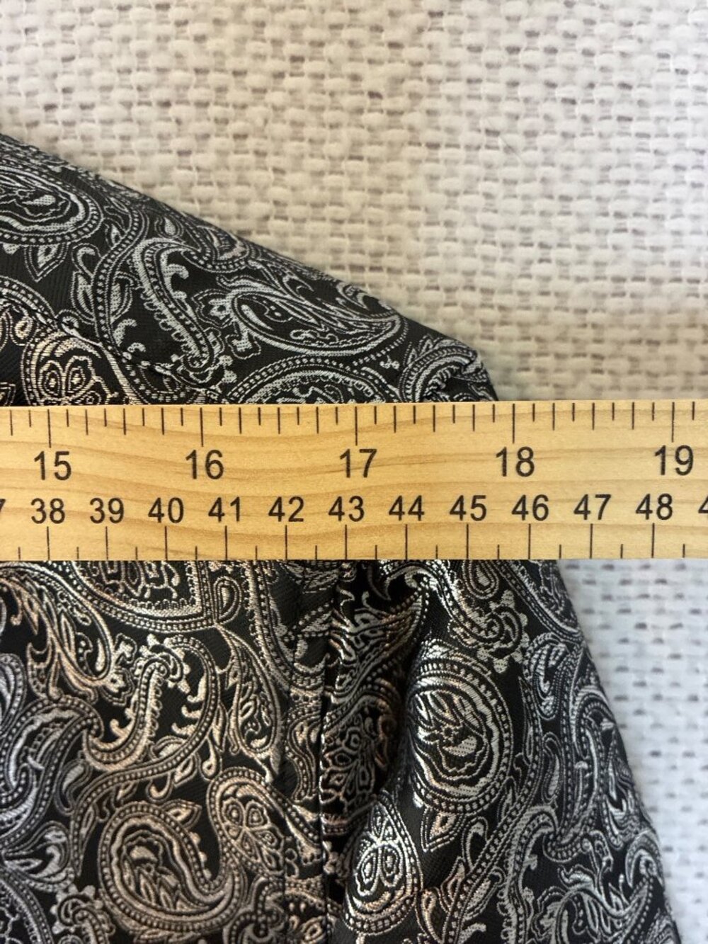 Your Ties Paisley Shirt Black Silver Satin Look Button Front Mens Large Prom - Picture 9 of 10